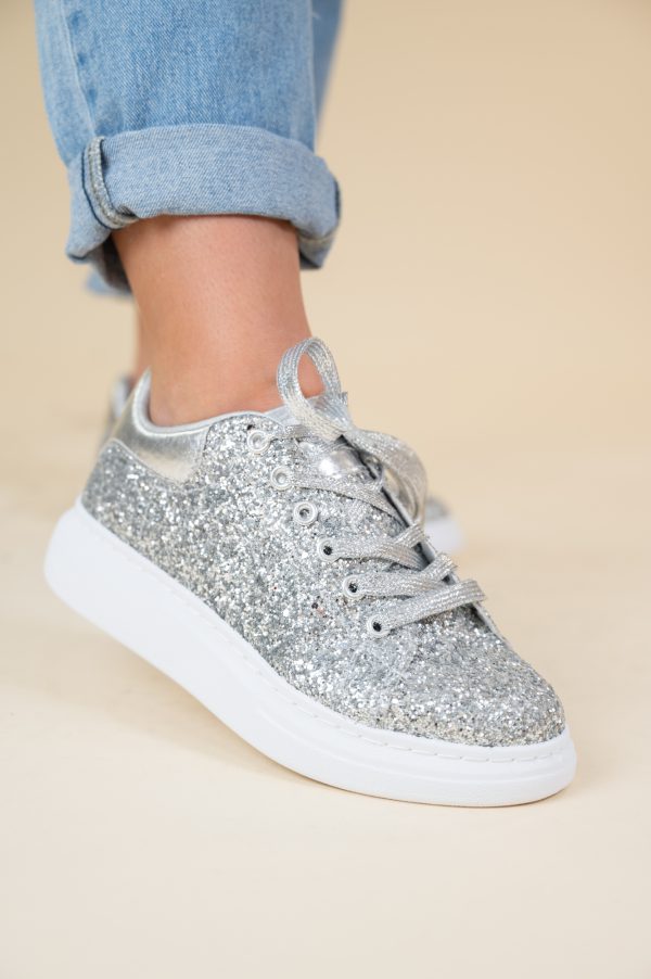 Worden voordeel Fragiel Kiki glitter sneaker silver - Shoewanted.nl