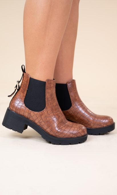 SNAKE BUCKLE BOOTS BROWN