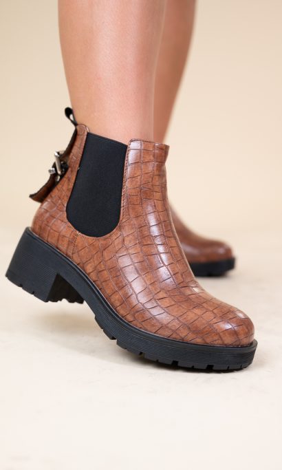 SNAKE BUCKLE BOOTS BROWN